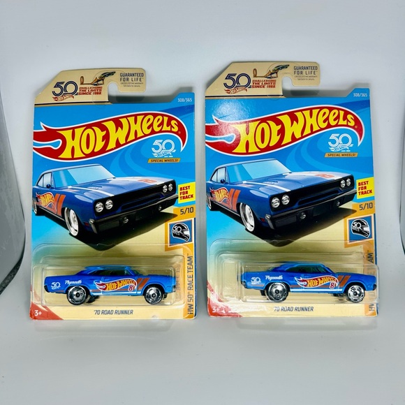 Hot Wheels Plymouth Lot Of 2x - ‘70 Plymouth Road Runner 5/10 Blue 308/365 2018